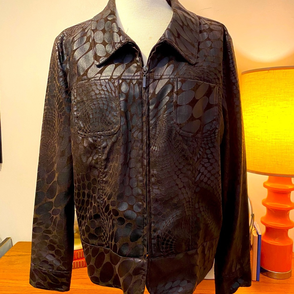 (A) Chocolate brown jacket w/groovy circle patterns!